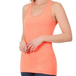 🦋NEW!🦋 Zenana Neon Coral Cotton & Spandex Racerback Tank Top